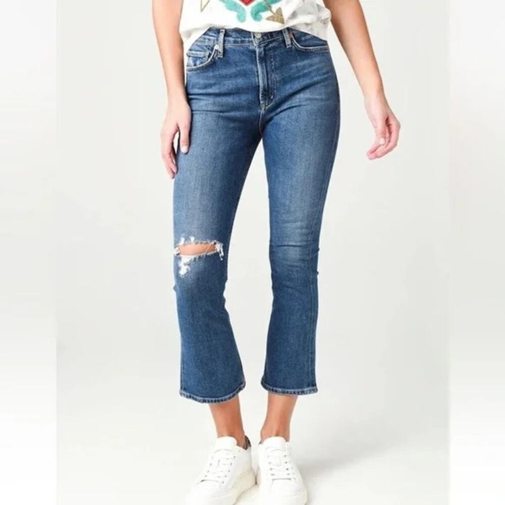 Citizens of Humanity The Demy Cropped Flare Blue Wash Jean Women's Size 27